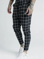 2020 spring and autumn hot selling trendy brand siksilk printing plaid polyester cotton fitness running training mens trousers