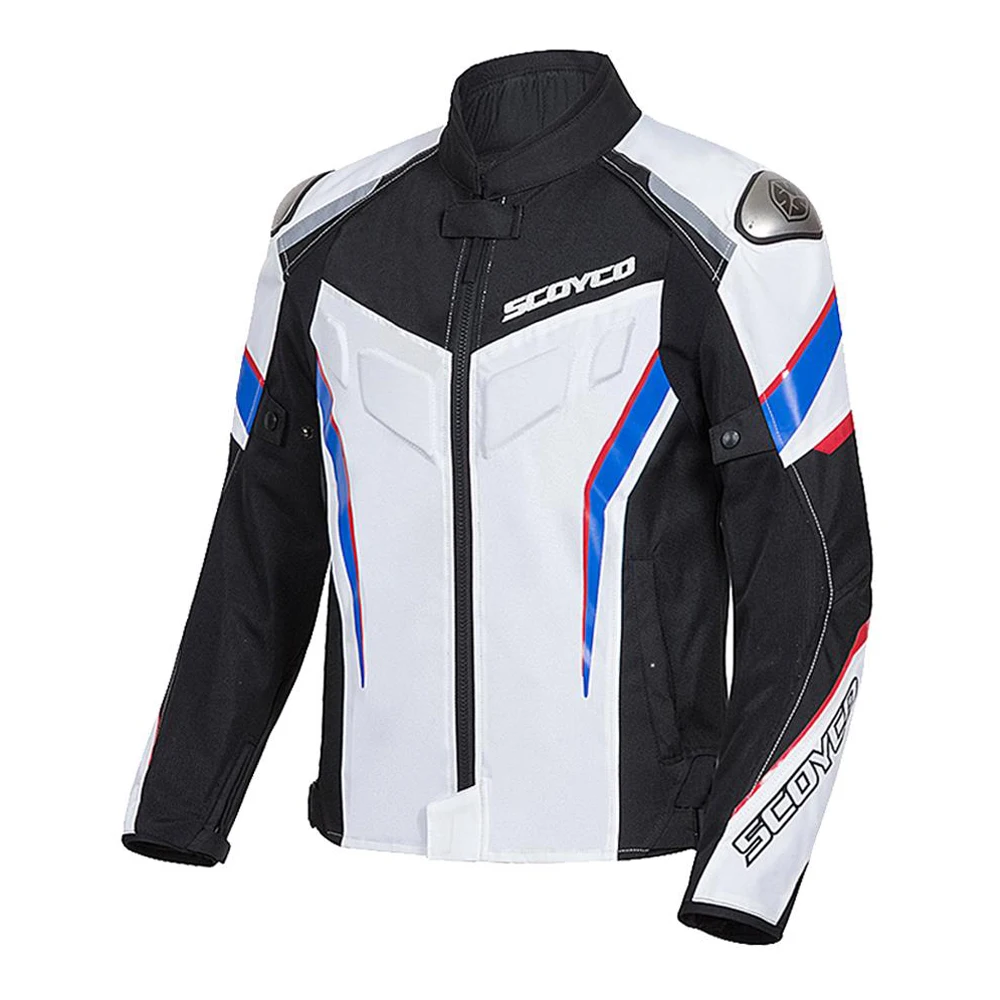 JK103-White Jacket SCOYCO мотоциклетная куртка, Мужская мотоциклетная куртка, бронежилет, светоотражающий, для мотокросса, Chaqueta, мотоциклетная защита, мотоциклетная защита - Цвет: JK103-White Jacket