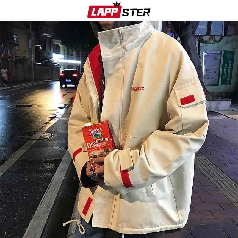 LAPPSTER Autumn Men Embrodiery Streetwear Bomber Jackets 2022 Mens Hip Hop Korean Windbreaker Jackets Male Thick Oversize Coats