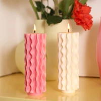 wave silicone molds for candles cylindrical pillar aromatherapy wax moulds diy crafts making tools