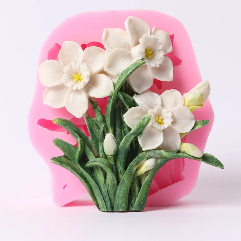 Нарцисса формы Fondant (сахарная) силикагель для мыла 3D DIY многофункциональное