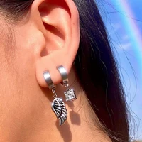 new ins hip hop rock metal dice drop earrings full rhinestone stainless steel ear buckle earrings for women men fashion jewelry