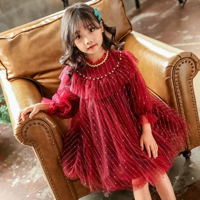 Vestido Adolescentes красное платье с длинным рукавом на осень Robe Fille 10ans для девочек до 12