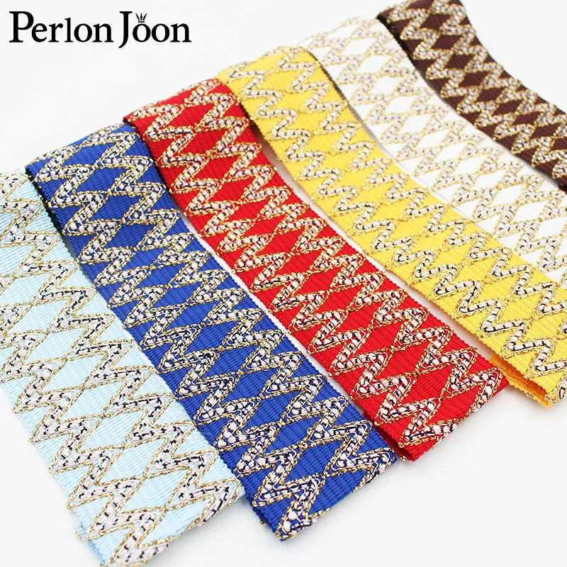 

10 yards 5.5CM wide Colour Soft Fabric gold thread clothing luggage home decoration lace home clothing shoes hat webbing ZD0301
