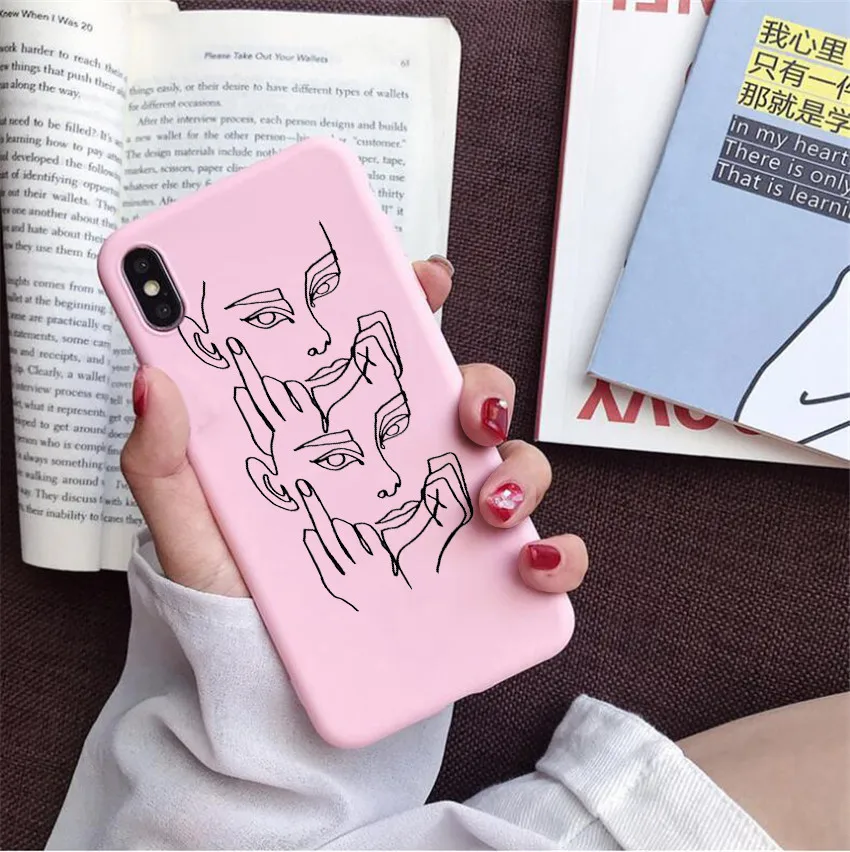 FHSR-21468 Забавный абстрактный художественный чехол с линиями для iphone 7 8 6 6s 11 pro plus чехол Модный чехол для телефона s мультяшный женский чехол для iphone X XS MAX - Цвет: FHSR-21468