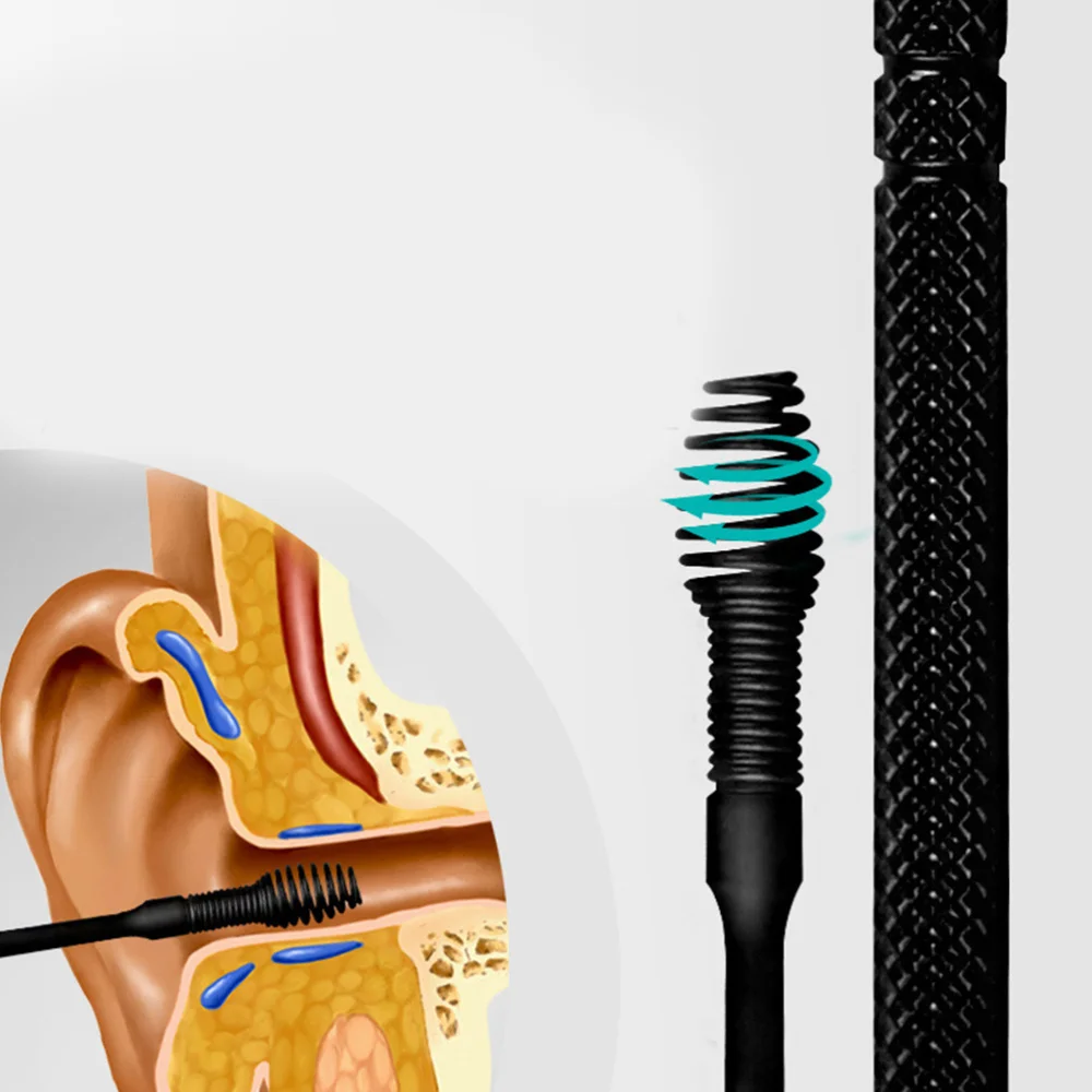 

6pcs Ear Cleaning Tools Set Stainless Steel Double-ended Ear Picks and Tweezers for Home Travel (Black)