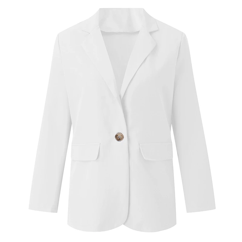

2020 Fashion Office Wear Pocket Blazers Coat Notched Collar Long Sleeve Outerwear Solid Female Women Blazers Single Button Black