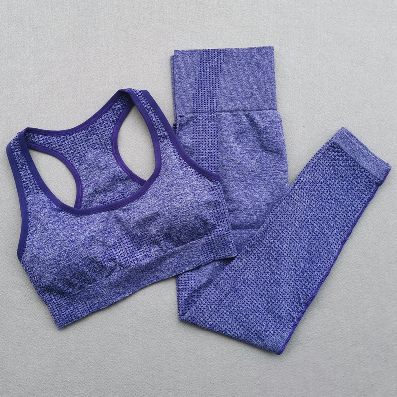 

New Colors Women Seamless Yoga Set Fitness Clothing Sportswear Vital Gym Leggings Padded Push-up Sports Bra 2 Pcs Sports Suits