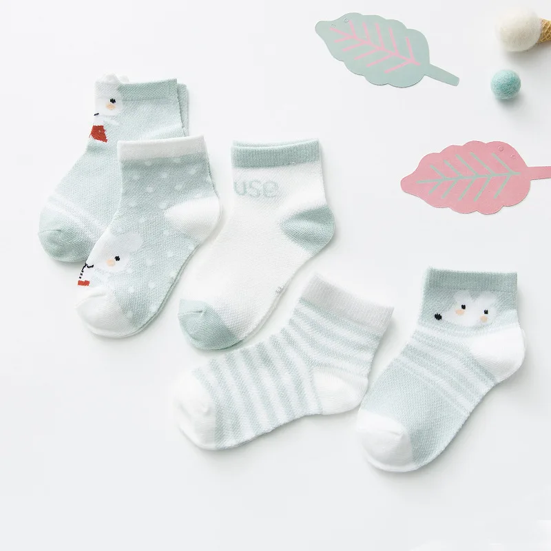 5 pares/lote de calcetines para beb&eacute; y ni&ntilde;os de 0 a 2 a&ntilde;os, calcetines de malla de algod&oacute;n para ni&ntilde;a, calzas para reci&eacute;n nacidos y ni&ntilde;o peque&ntilde;o, accesorios para ropa de beb&eacute;-5