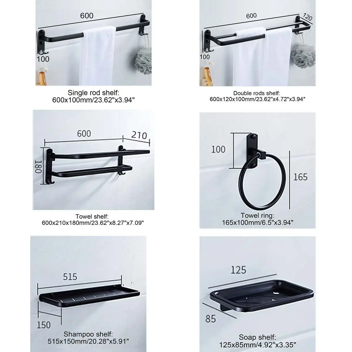 

60cm Alumimum Modern Foldable Towel Rack Holder Towel Shelf Wall Mounted Bathroom Towel Rack Storage Hanger Bathroom Accessories