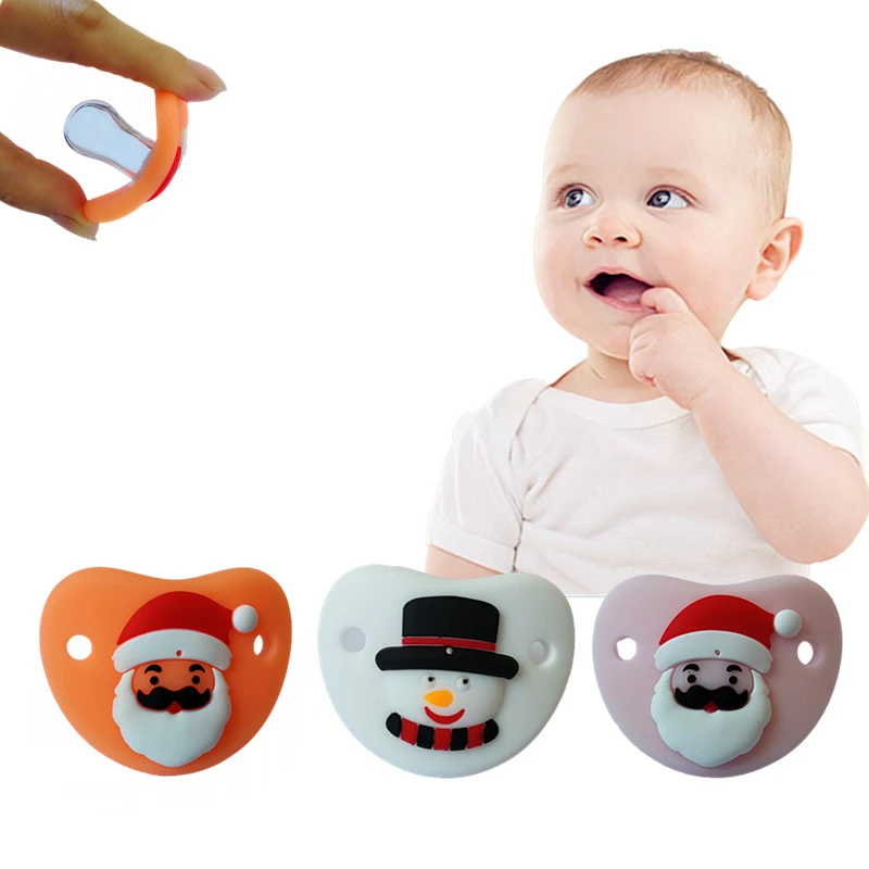 

1pcs Christmas People Nipple Baby Pacifier Safe Infant Toddler Soft Silicone Anti-dust Lid Baby Teether Teat Dummy Soothers