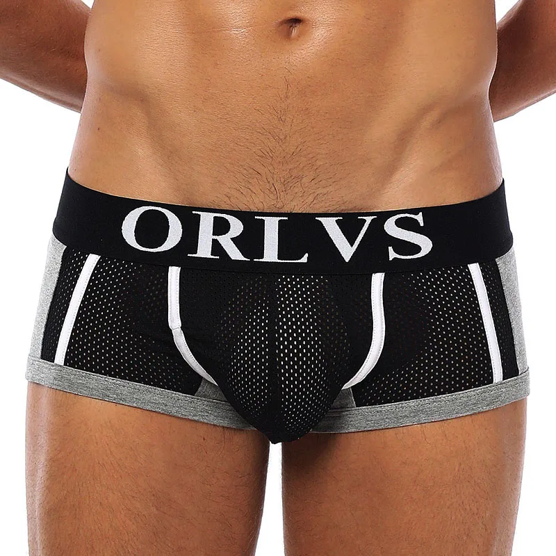 ORLVS Мужское нижнее белье мужчины боксеры дышащие сетчатые нейлоновые мужские