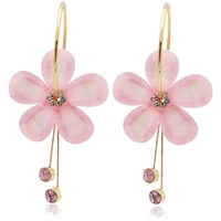 acrylic resin sun flower stud earrings big circle long stassel cz hoop dangle earrings for women girls fashion