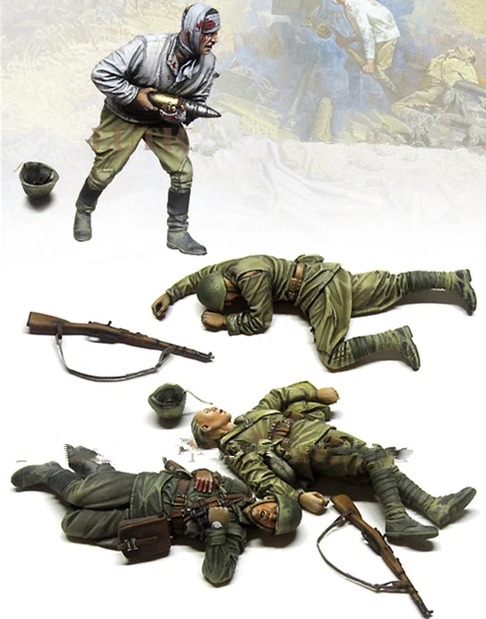 1/35 ancient Injured man include 4 Resin figure Model kits Miniature gk Unassembly Unpainted | Игрушки и хобби