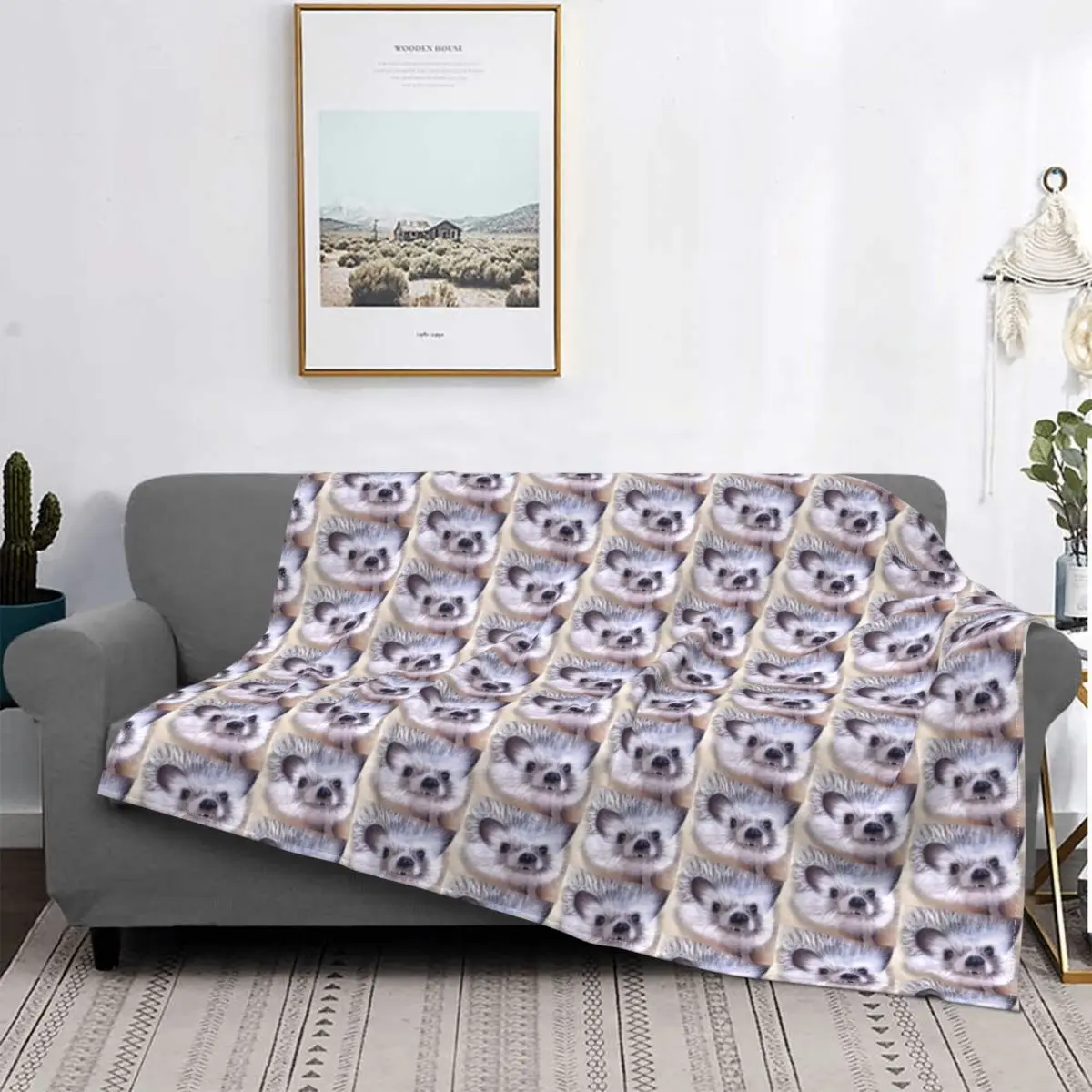 

Alan Blanket Hedgehog Animals Woodland Winter Warm Bedspread Plush Soft Cover Fleece Quilt Bedding Sofa Bedroom Fluffy