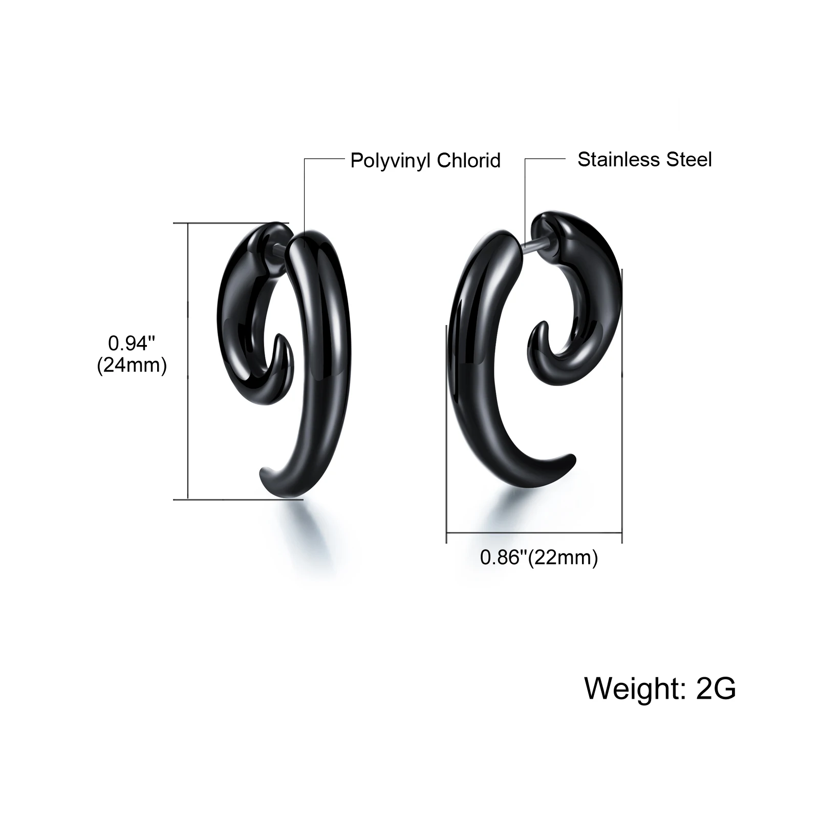 EyeYoYo Панк Черные улитки акриловые спиральные ушные конические датчики