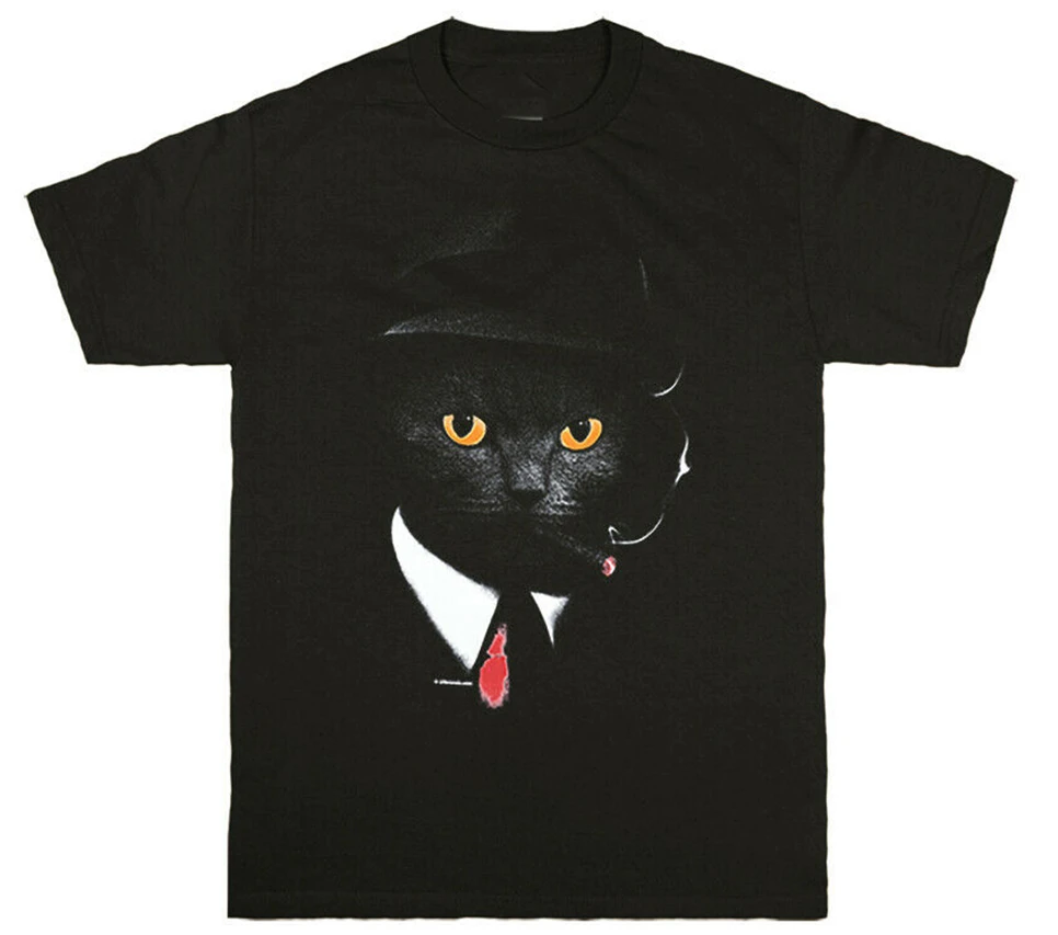 Agent Cat Amimal Pet Lover графическая футболка хлопковая с коротким рукавом| |
