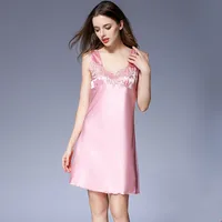 4XL Women Nightgowns New Sexy Sleeveless Summer Dress Plus Size Silk Satin Nightwear Short Ladie's Sleepwear Night Shirt