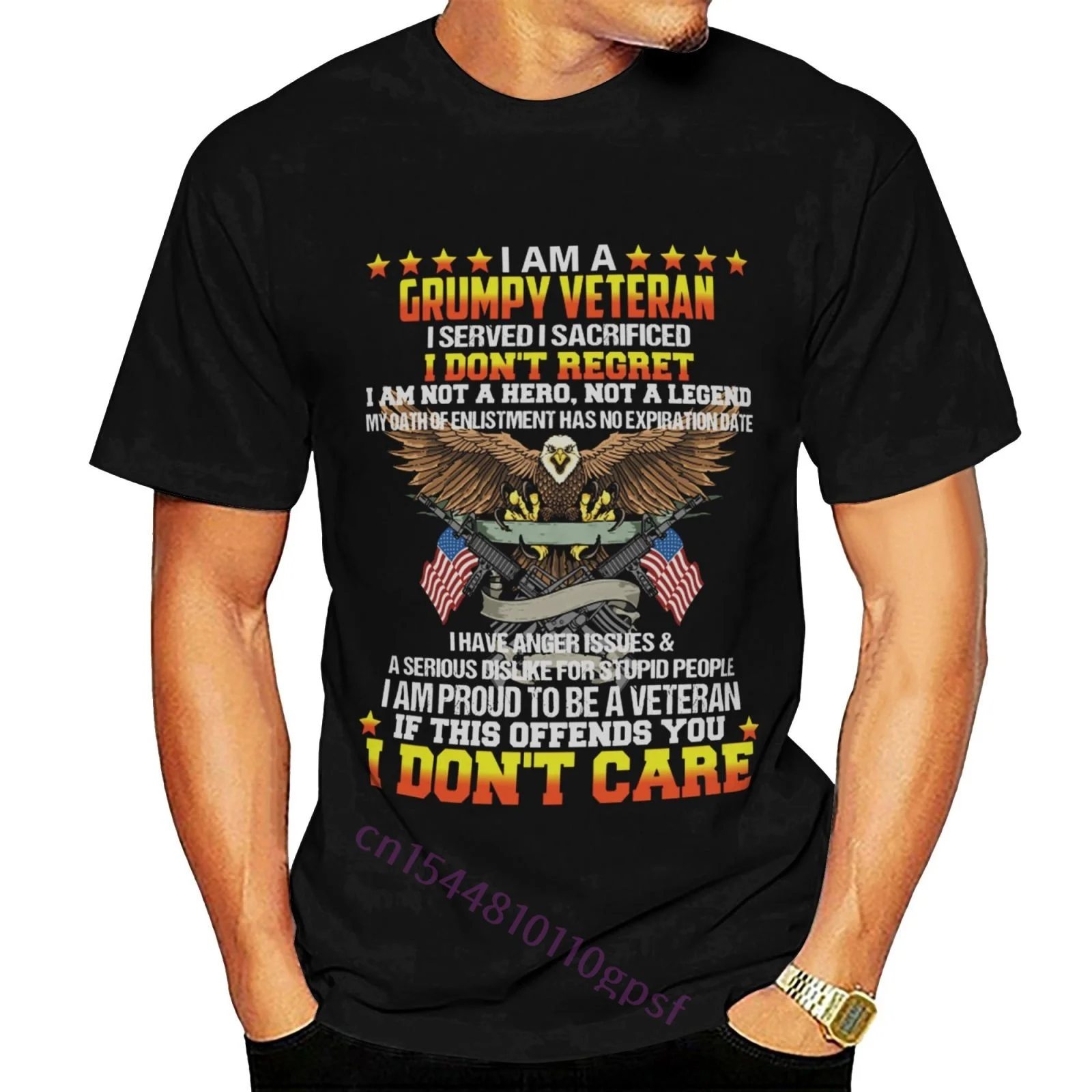 

I Am A Grumpy Veteran I Don't Regret T Shirt Men Cotton Casual T-Shirts Crew Neck Tee Shirt Short Sleeve Tops Party
