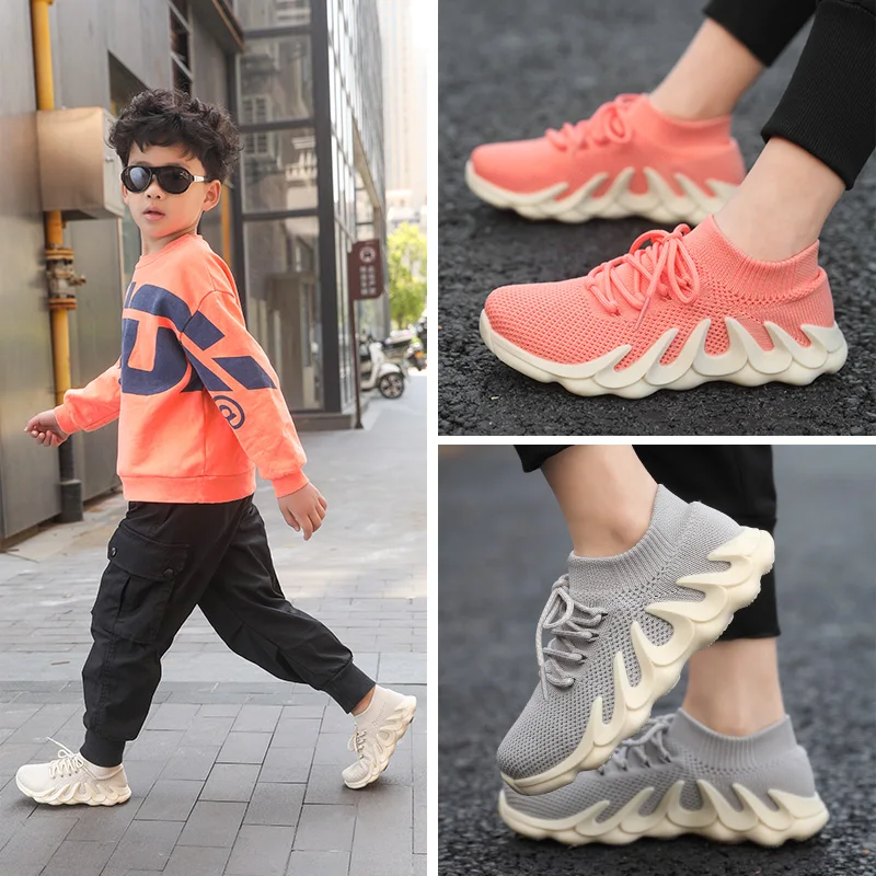 

Kids Socks Sneakers Flame Bottom Infant Fashion Children's Flat Shoes Boys Girls Breathable Mesh Sports Running Toddlers Shoes