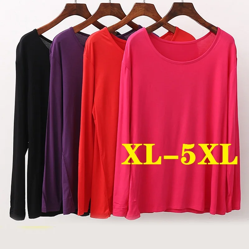 Women's Thermal Underwear Plus Size 5XL Thermal Shirt Thin Tops Modal Women's Undershirt Woman Winter Autumn Large Sizes Warming