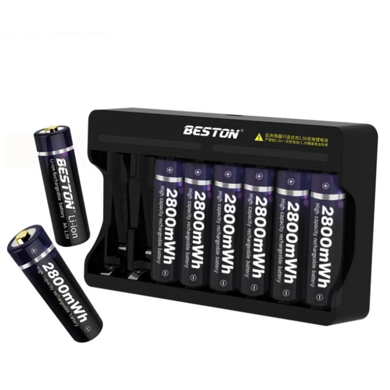beston 8 slot fast smart intelligent lithium battery charger for 1 5v aa aaa rechargeable battery quick charger free global shipping