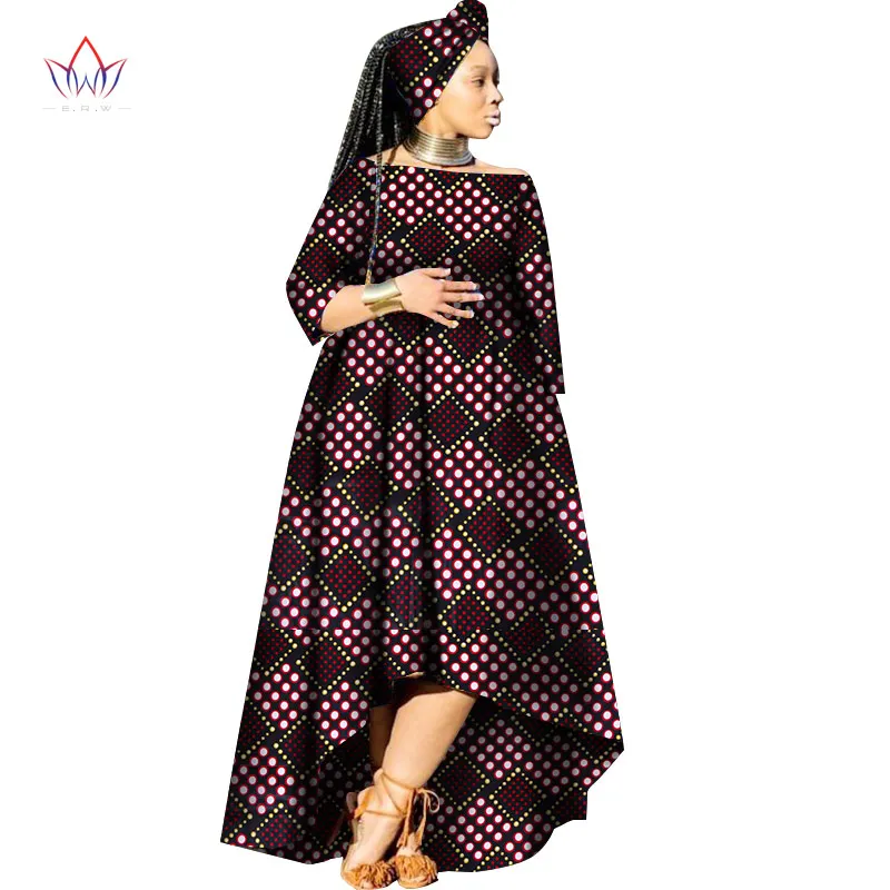 2017 Африканский Базен платья для женщин в африканском стиле Slash шеи свободные дам