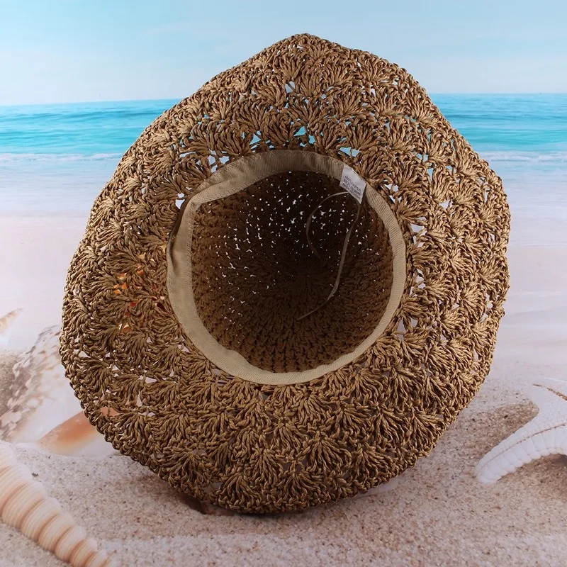 2020 Foldable Straw Hat Female Summer Fisherman Hat Sunscreen Sun Hat Korean Version Holiday Seaside Sun Hat Tide