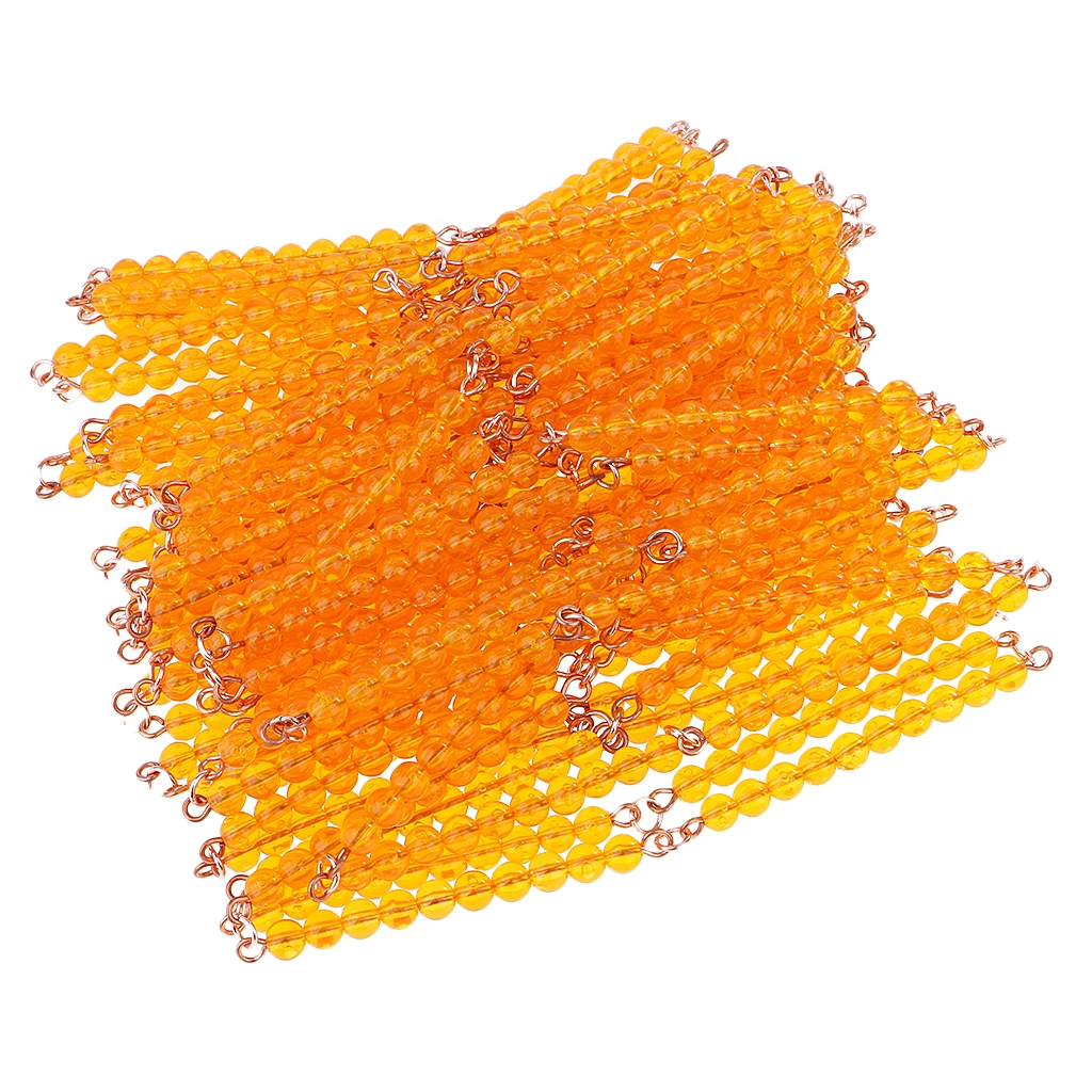 Montessori-Cadena de barra de 10 cuentas, 1000 unidades, naranja, para 100-0