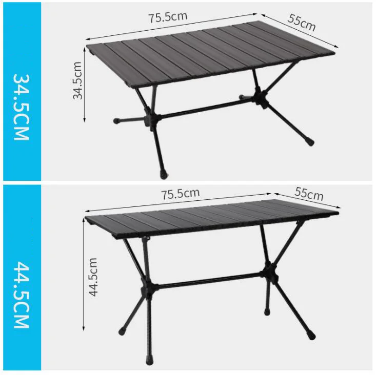 

Aluminium alarm camps flood the table with a light picnic barbecue table and a beach party carrying table bag