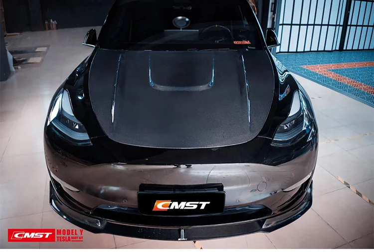 

Lucky2021 Suitable for Model Tesla y Modified Cmst Carbon Fiber Small Surround Front Wind Knife Side Skirt Rear Lip Pressure Tai