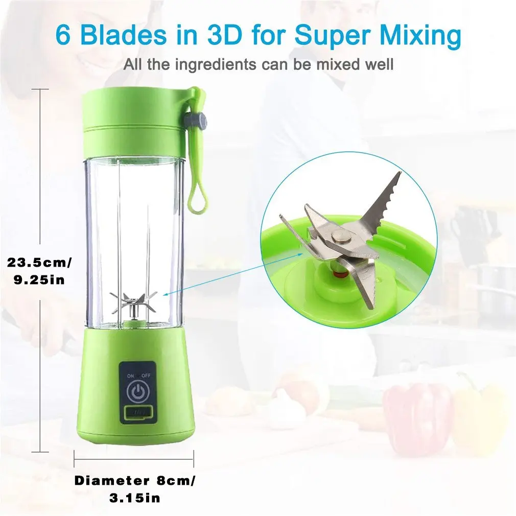 

Portable Multifunction Juicer 400ml 6 Leaf Juice Cup Usb Rechargeable High Power High Speed Juicer