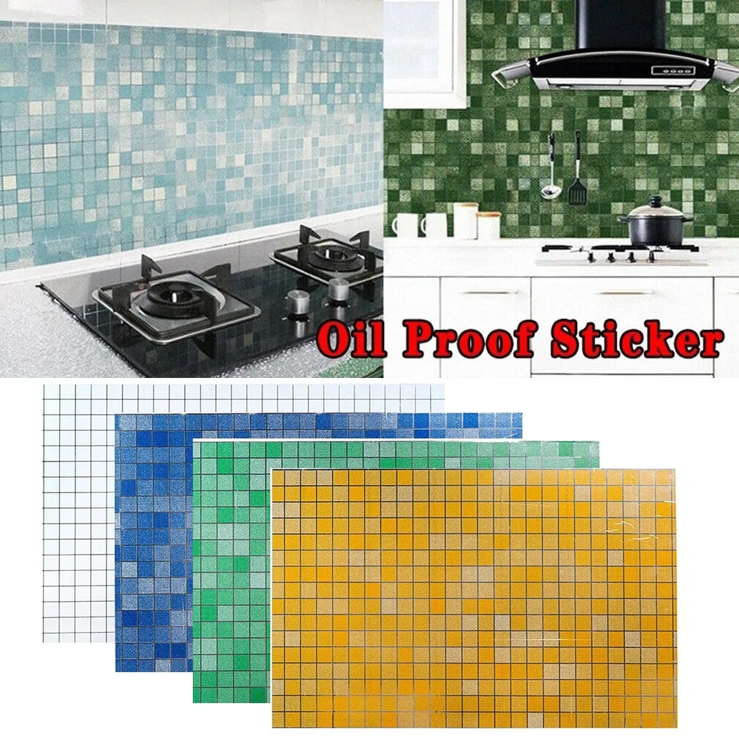 

Kitchen Oil Proof Sticker 70*45Cm Aluminum Foil Oil Heat Anti Adhesive Wall Sticker Waterproof Durable Kitchen Tools & Gadgets