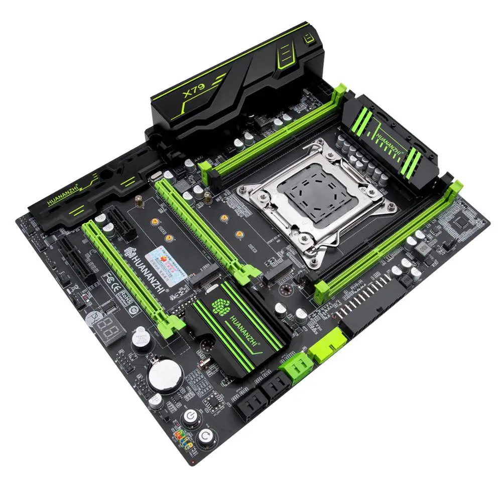 Billig HUANANZHI X79 GRÜN 2,49 X79 Motherboard LGA2011 ATX USB 3,0 SATA3 PCI-E NVME M.2 SSD Unterstützung REG ECC Speicher Und Xeon E5