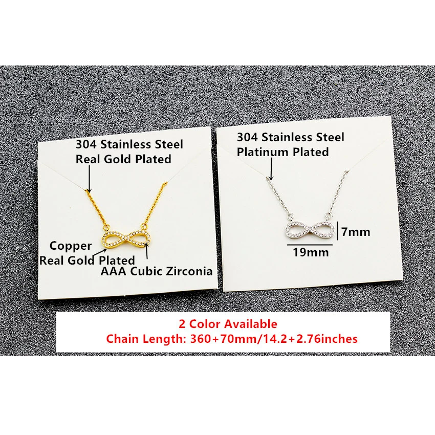 

10PCS Pave AAA Cubic Zirconia Forever Infinity Pendant Chain Bling Figure 8 Necklace For Women Girls Valentines Day Gifts