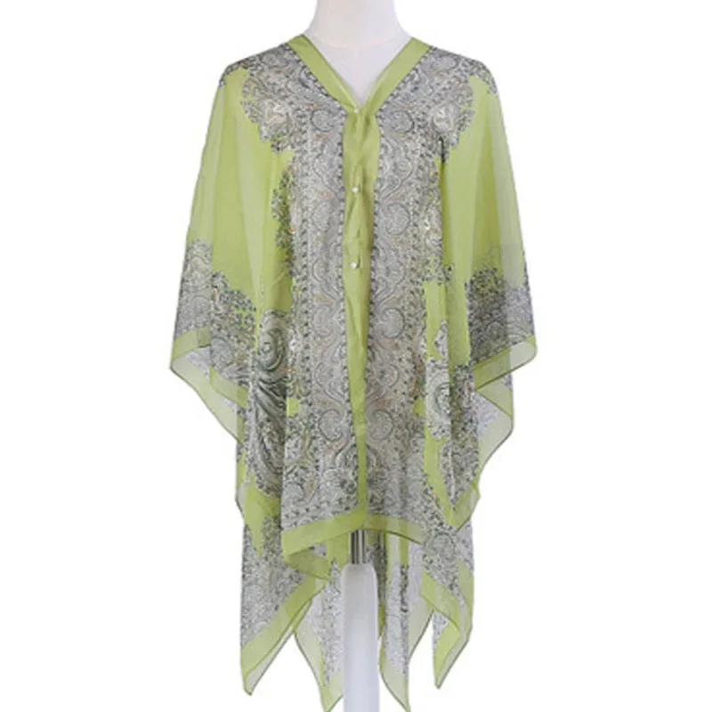 Летние шифоновые шарфы пуговицы с имитацией жемчуга одежда защитой от солнца для