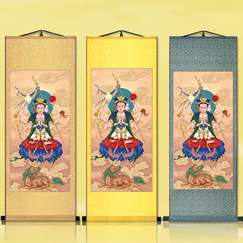 

Doum Yuanjun, Taoist figures silk scroll paintings, Town house ward off evil spirits