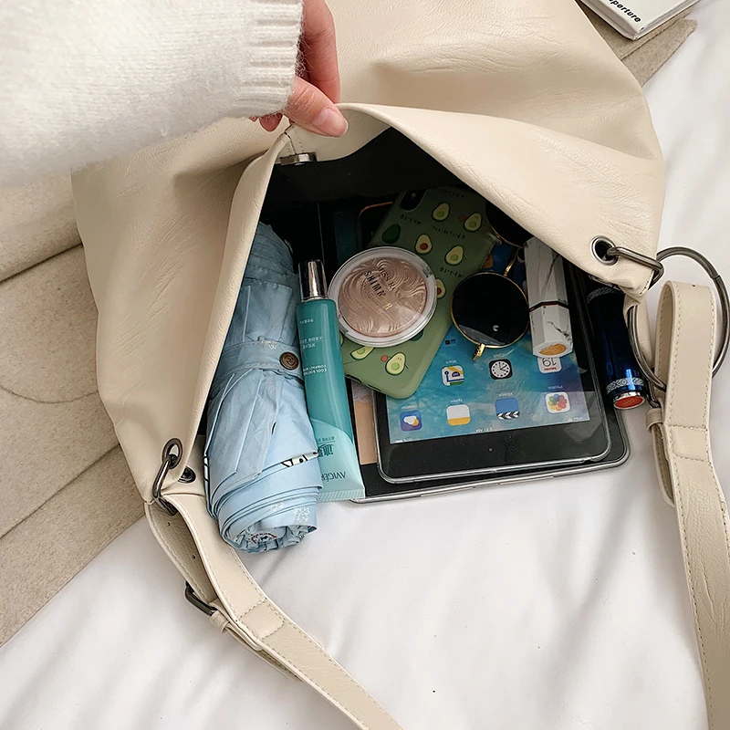 Модная сумка через плечо для женщин 2020 Большая вместительная одноцветная