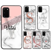 rose gold marble custom name initials case for samsung galaxy s21 s22 ultra note 20 s8 s9 s10 plus note 10 plus s20 fe coque
