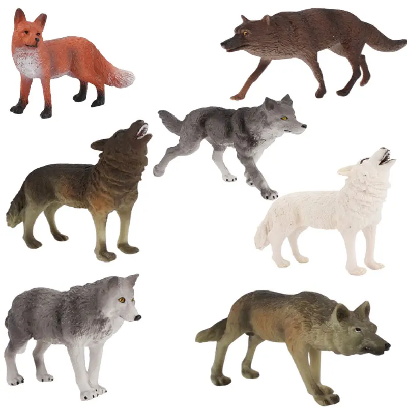 Модель диких животных игрушки волк лиса искусственная кожа ПВХ домашний сад