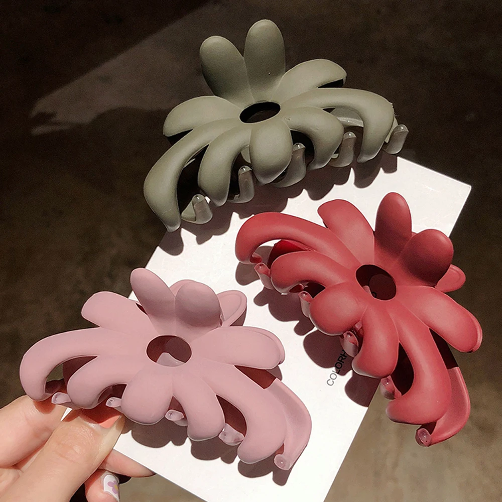 2020 матовые красочные заколки для девочек большие крабы волос пластиковые женщин