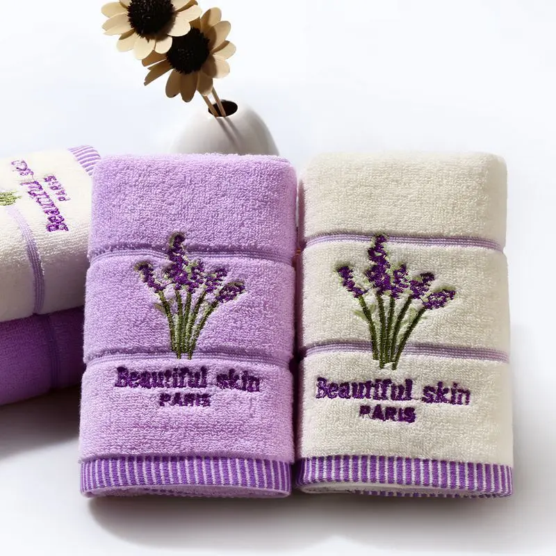 

100% Cotton Couple Towel Hotel Home Set Embroidered Lavender Bath Towels for Absorbent Face Towel Beach Towel Towel