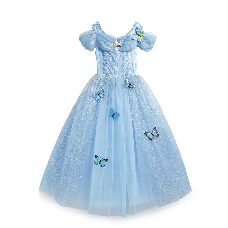 Only Dress Костюмы принцессы на Хэллоуин для девочек; чудесное платье Золушки для костюмированной вечеринки; Детские карнавальные Бальные платья на день рождения - Цвет: Only Dress