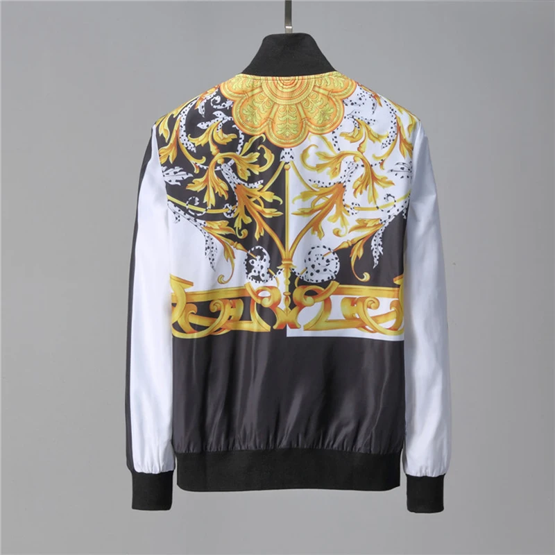 

Luxury Brand Men's Jacket Autumn Winter Windbreaker Print Flower Long Sleeve Zipper Fashion Jackets Boyfriend Gift Casual 2020