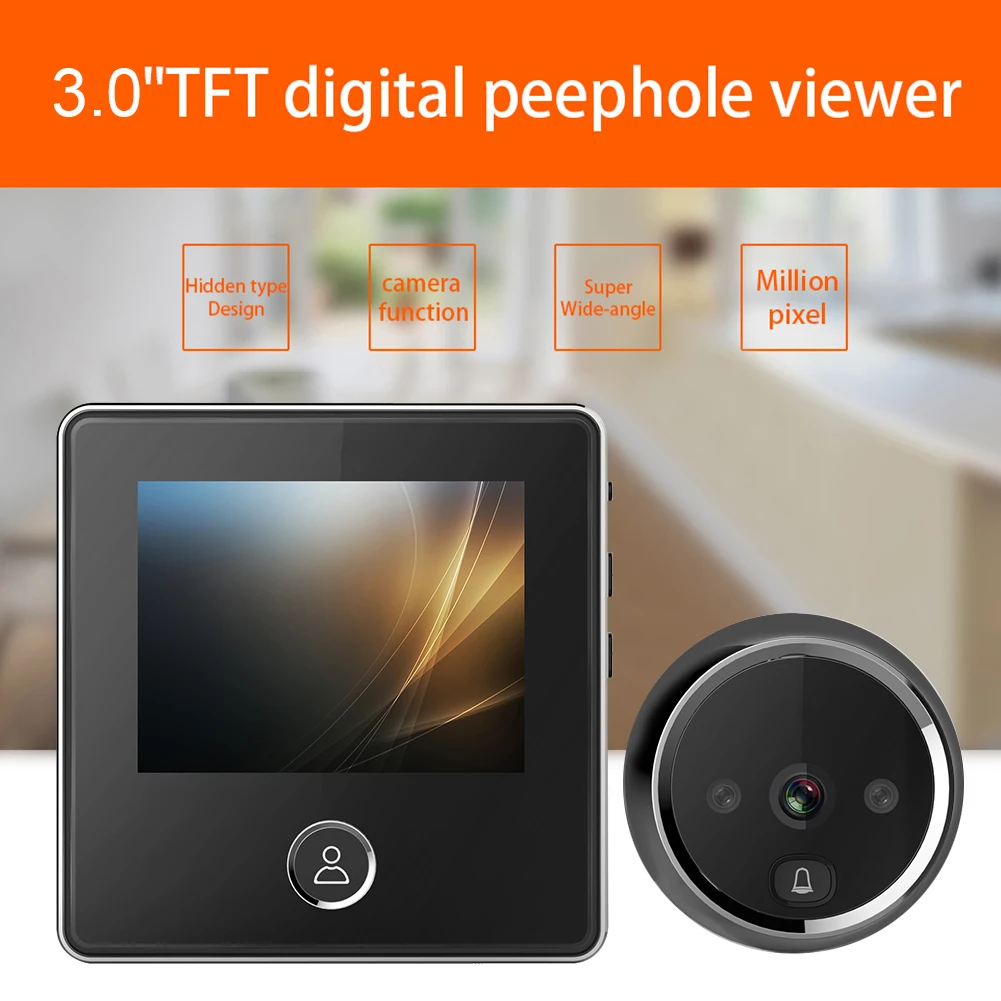 

DD2 3.0 inch LCD Electronic Camera Doorbell 120 Degree Angle Infrared Night Vision Home Security Eye Peephole Viewer Door Bell