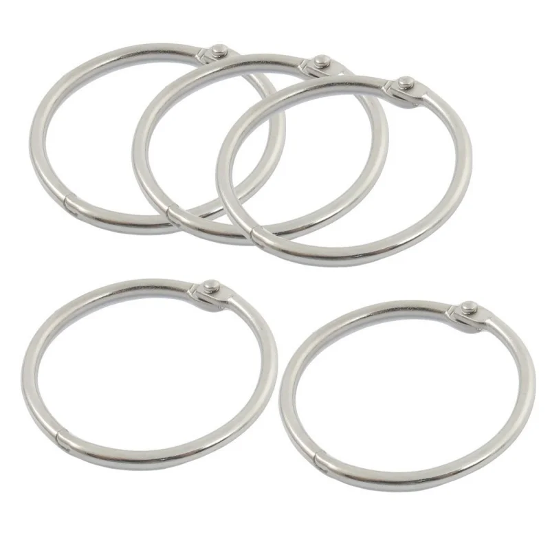 

5 x 4 cm key ring diameter circular metal clip leaf ring silver