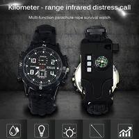 survival watch multifunctional outdoor waterproof military tactical paracord watch bracelet camping hiking emergency gear