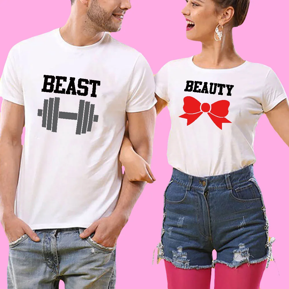 QIM модная парная одежда с принтом чудовище Красавица футболка для женщин мужчин