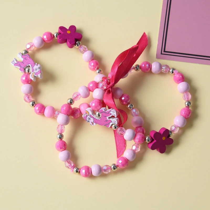 

Fashion 3pcs Colorful Lovely Cartoon Animal Wooden Beads Bracelets Children Toys Jewelry For Children Birthday Christmas Gifts