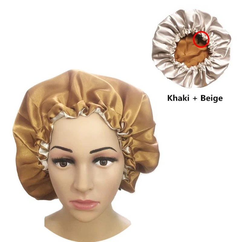 

Fashionable Popular Satin Nightcap For Women With Curly Elastic High Quality Hairdressing Waterproof Cap